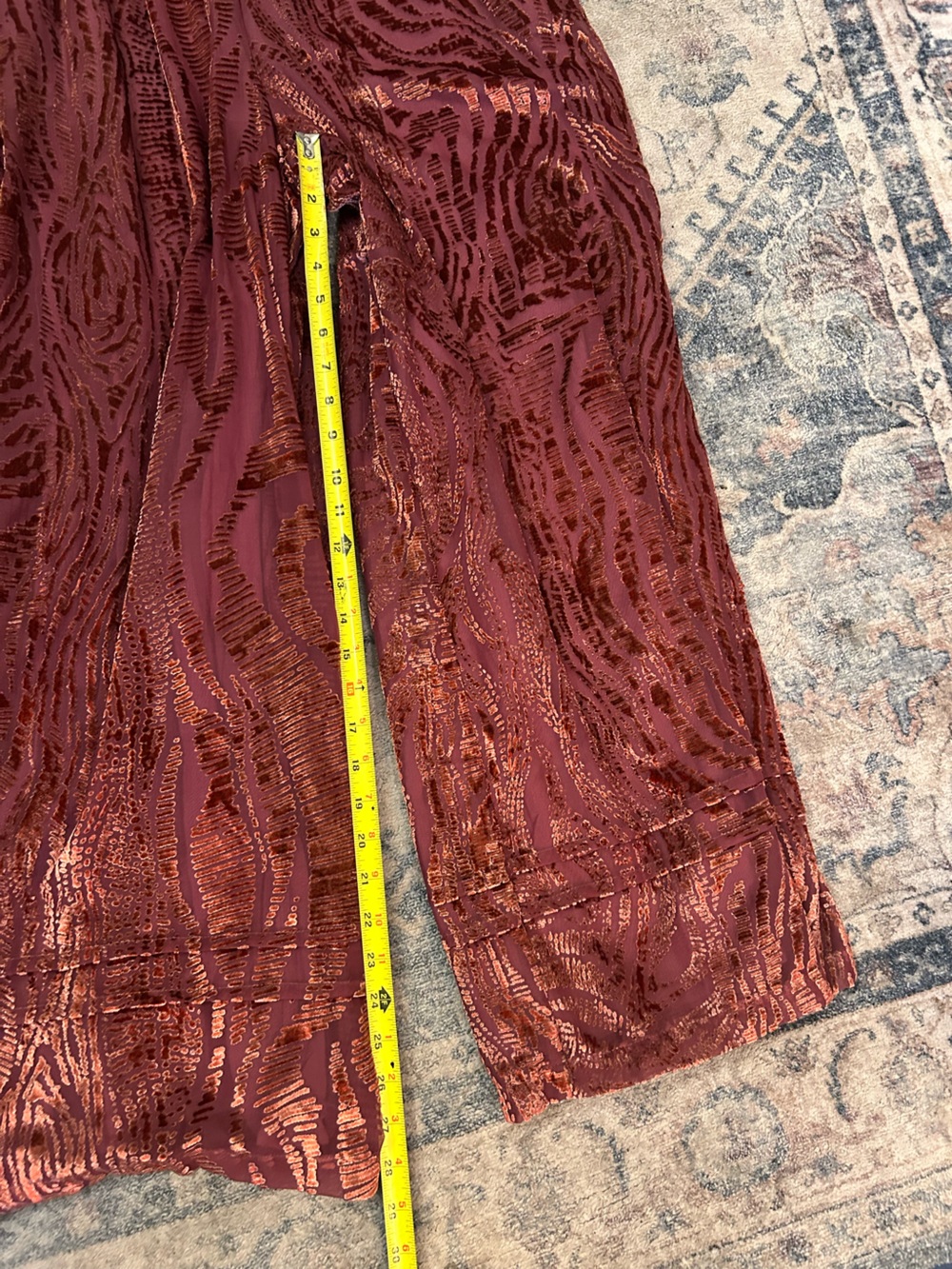 Anthropologie NWT Somerset Jumpsuit Velvet Burnout Edition Size M Deep Burgandy - Picture 6 of 9